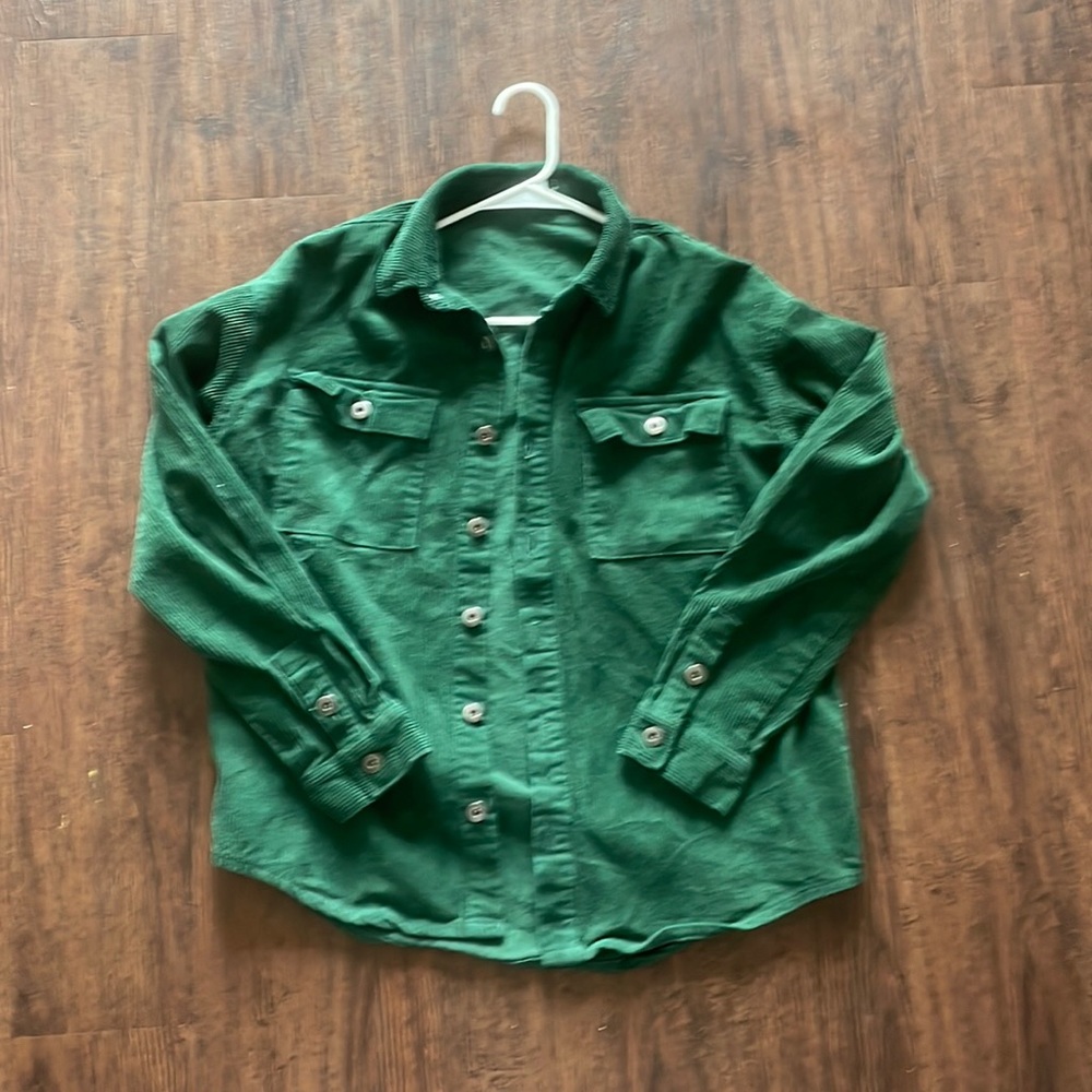 Forever 21 green corduroy button up